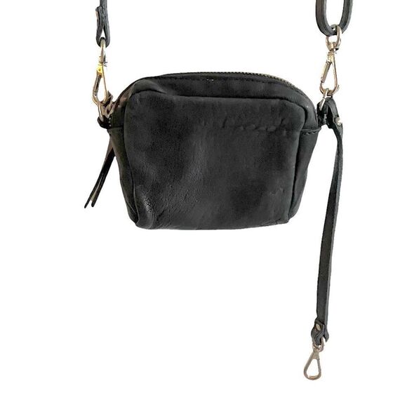 MAXON COLLECTION Italy Leather Wristlet Pouch Convertible Purse Black - Picture 4 of 16